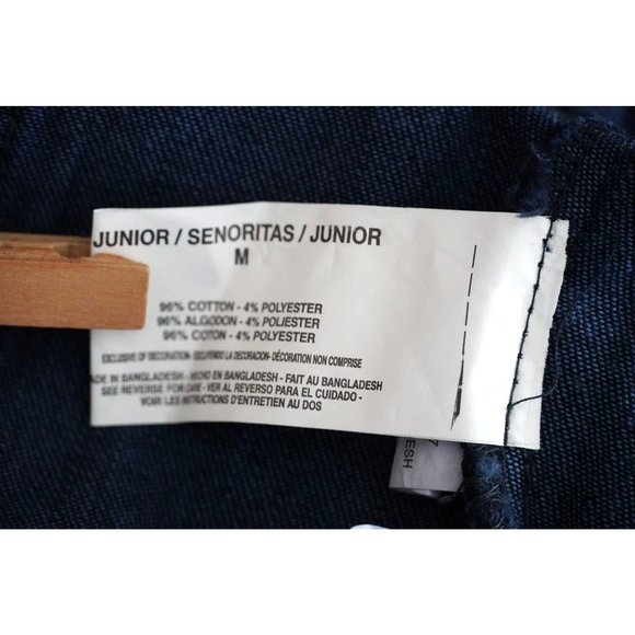 l.e.i. Cropped Jean Jacket Distressed Juniors Size M Indigo Blue Stretch Denim - Picture 9 of 10